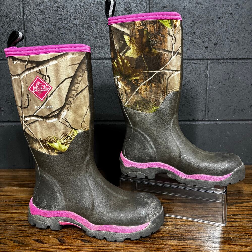 Muck Boot Woody Max Women’s Size 7 Realtree Camo Pink Waterproof Hunting Boots